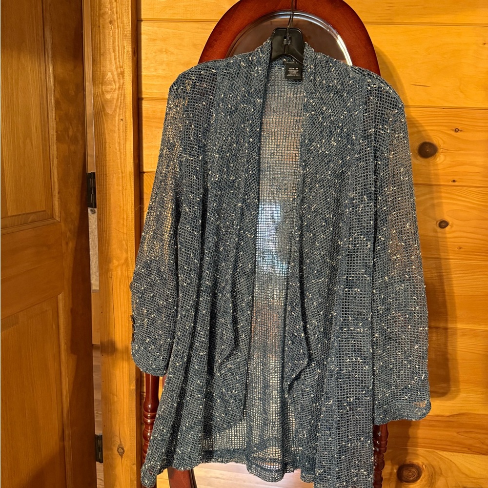 Katie Todd Navy Blue Open-Front Sweater